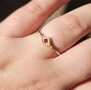 DMD metal ruby Naoma ring size 10 14k solid yellow gold